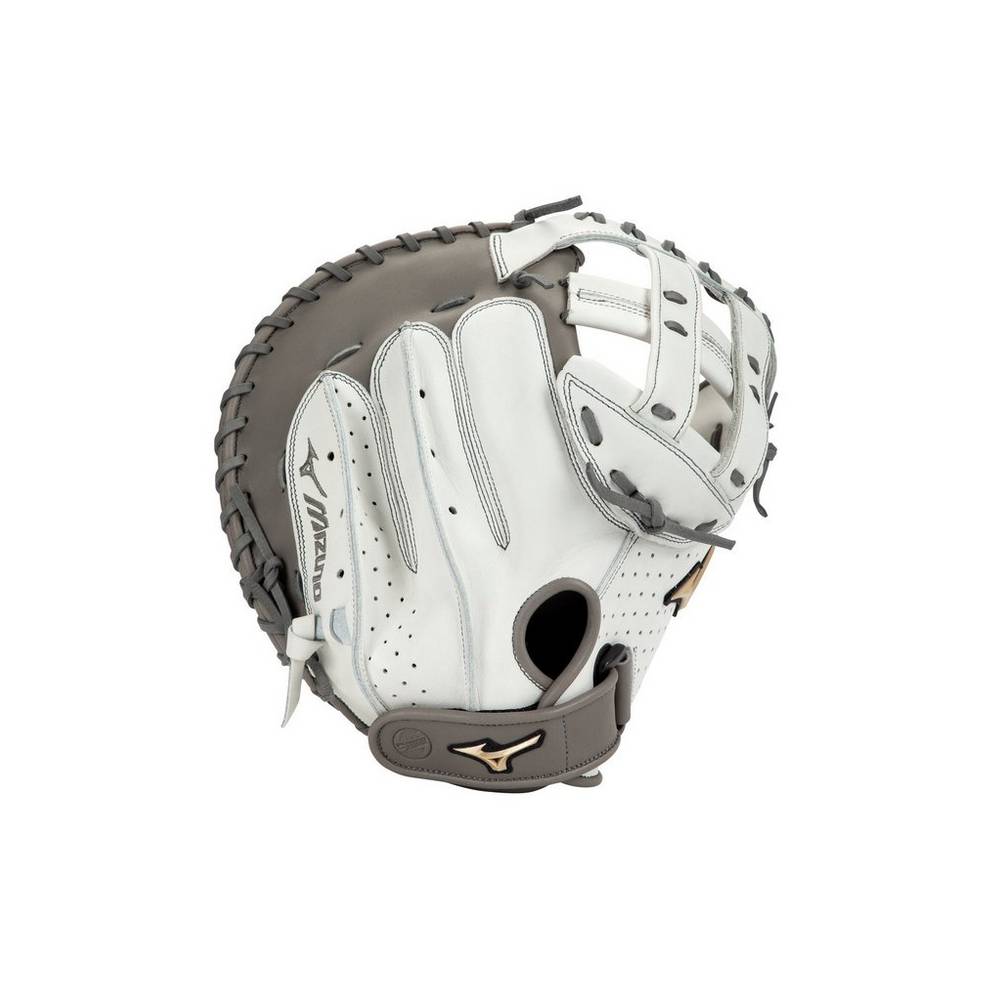 Mizuno Prime Elite Fastpitch 34" Női Catchers Mitt Fehér/Szürke SKG807325